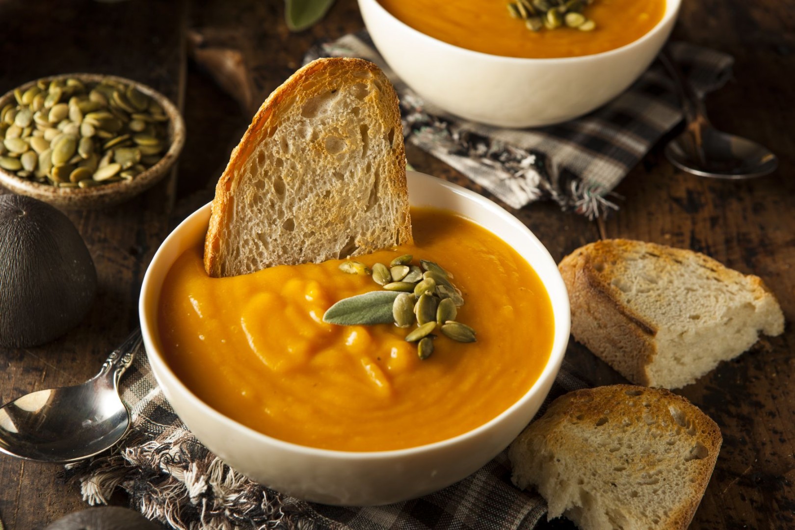 butternut squash soup with bread