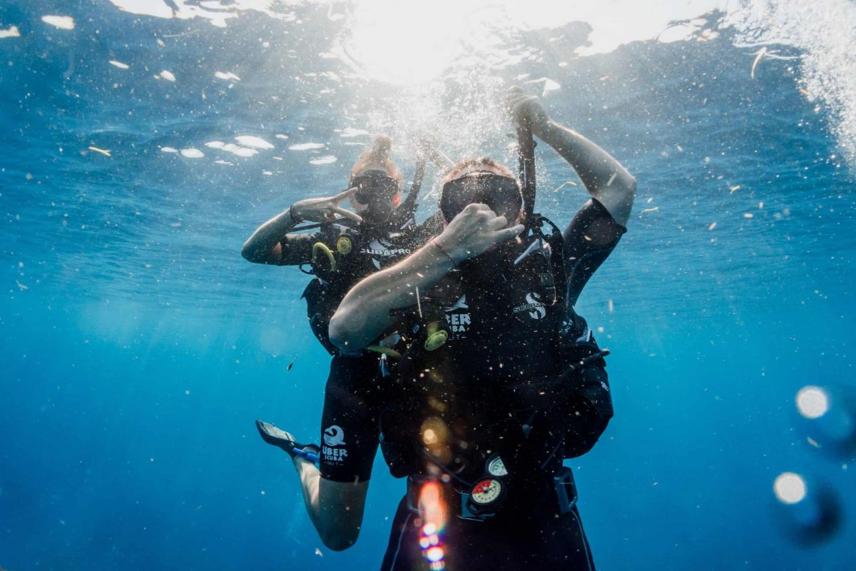 scuba divers in the water